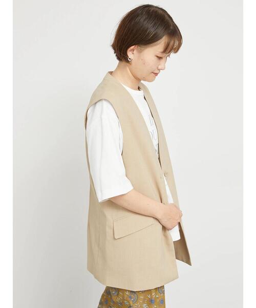 sm2rhythm(サマンサモスモスリズム)の「【撥水加工・イージーケア】カラーレスVネックジレ(ベスト・レディース・ブラック/ベージュ・F)」の5枚目の写真