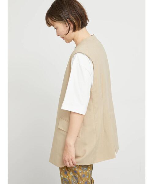 sm2rhythm(サマンサモスモスリズム)の「【撥水加工・イージーケア】カラーレスVネックジレ(ベスト・レディース・ブラック/ベージュ・F)」の7枚目の写真