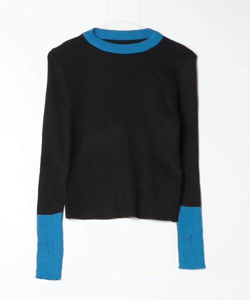 Per sist ence（パーシエンス）の「バイカラーロングリブニット（ニット/セーター・レディース・ブラック×ブルー/グレー系/ピンク系/ホワイト×ネイビー/ブルー系・FREE）」の16枚目の写真