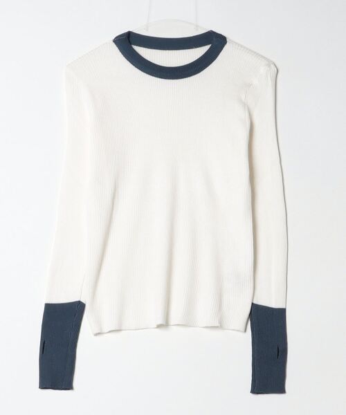 Per sist ence（パーシエンス）の「バイカラーロングリブニット（ニット/セーター・レディース・ブラック×ブルー/グレー系/ピンク系/ホワイト×ネイビー/ブルー系・FREE）」の11枚目の写真