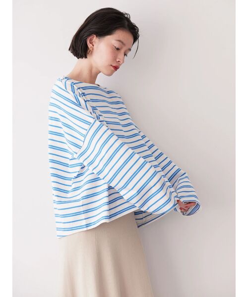 AMERICAN HOLIC(アメリカンホリック)の「ボートネックボーダープルオーバー(Tシャツ/カットソー・レディース・レッド/ブラック/ブルー/グレイッシュベージュ・M/L)」の8枚目の写真