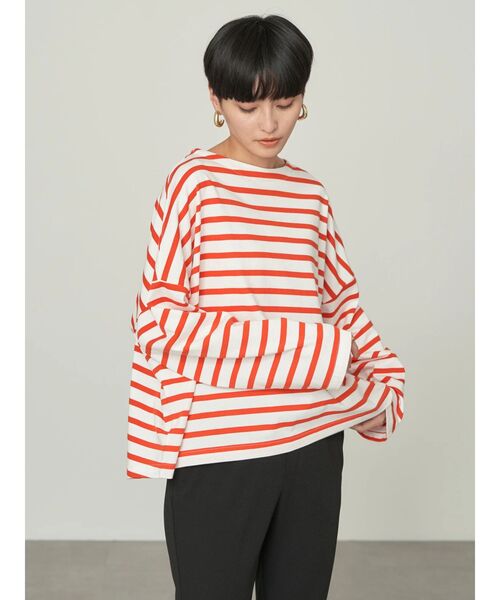 【あすつく】 セール】ボートネックボーダープルオーバー（Tシャツ/カットソー トップス