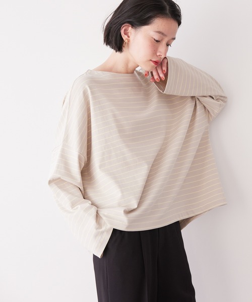 AMERICAN HOLIC(アメリカンホリック)の「ボートネックボーダープルオーバー(Tシャツ/カットソー・レディース・レッド/ブラック/ブルー/グレイッシュベージュ・M/L)」の4枚目の写真