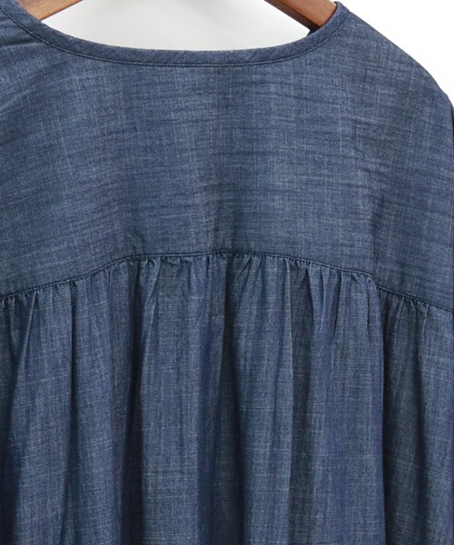 salle de bal(サルデバル)の「コート デニムエンブ デニムコート coat denim TCI(ノーカラーコート・レディース・ネイビー・FREE)」の12枚目の写真