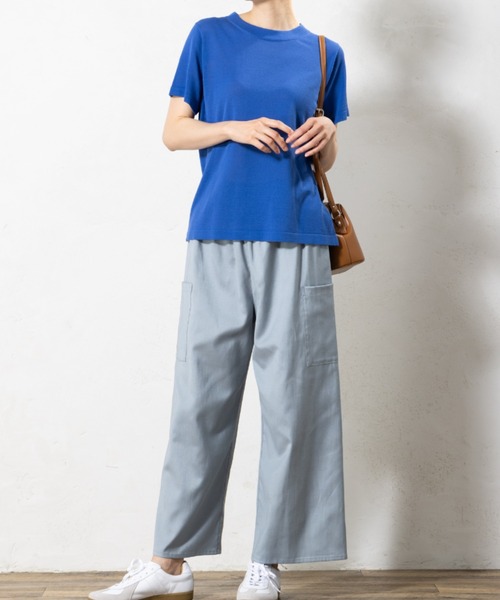 aunt lily(アントリリー)の「コットン強撚スタンドカラープルオーバー◆(Tシャツ/カットソー・レディース・ブルー/ネイビー・S/M/L/LL)」の3枚目の写真