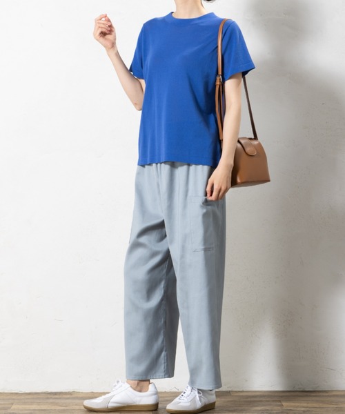 aunt lily(アントリリー)の「コットン強撚スタンドカラープルオーバー◆(Tシャツ/カットソー・レディース・ブルー/ネイビー・S/M/L/LL)」の4枚目の写真