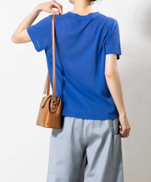 aunt lily(アントリリー)の「コットン強撚スタンドカラープルオーバー◆(Tシャツ/カットソー・レディース・ブルー/ネイビー・S/M/L/LL)」の6枚目の写真