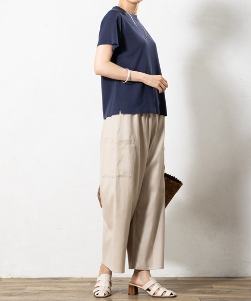 aunt lily(アントリリー)の「コットン強撚スタンドカラープルオーバー◆(Tシャツ/カットソー・レディース・ブルー/ネイビー・S/M/L/LL)」の8枚目の写真
