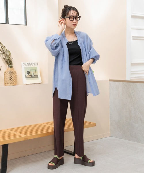 LOWRYS FARM（ローリーズファーム）の「ジョーゼットイージーパンツ 108813（スラックス・レディース・ブラック/ブラウン・FREE）」の9枚目の写真