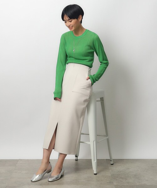 OPAQUE.CLIP（オペークドットクリップ）の「◆≪再入荷≫ ストレッチタイトスカート【洗濯機洗い可】（スカート・レディース・ライトベージュ/オリーブ/ブラック・42/40/38/36）」の12枚目の写真