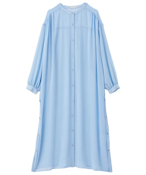 GeeRA（ジーラ）の「バンドカラーシアー楊柳シャツワンピ（シャツワンピース・レディース・オフホワイト/ブルー/ブラック・MEDIUM/LARGE）」の17枚目の写真