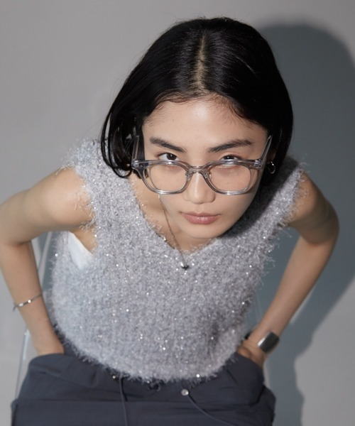 Aunt Marie's（アントマリーズ）の「クリアフレームメガネ/ＵＶカット（メガネ・レディース・グレー/ベージュ・FREE）」の4枚目の写真