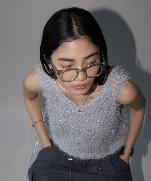 Aunt Marie's（アントマリーズ）の「クリアフレームメガネ/ＵＶカット（メガネ・レディース・グレー/ベージュ・FREE）」の6枚目の写真