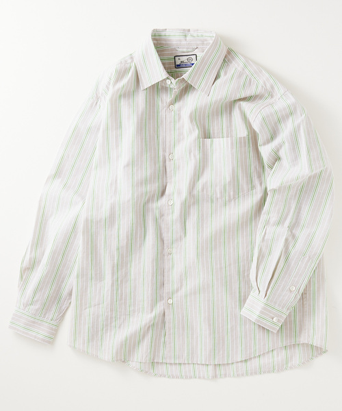 JOURNAL STANDARD relume（ジャーナルスタンダード　レリューム）の「【Singla textiles】マルチストライプシャツ By India（シャツ/ブラウス・メンズ・ブルー系その他/ベージュ/ブラウン系その他・MEDIUM/LARGE）」の3枚目の写真