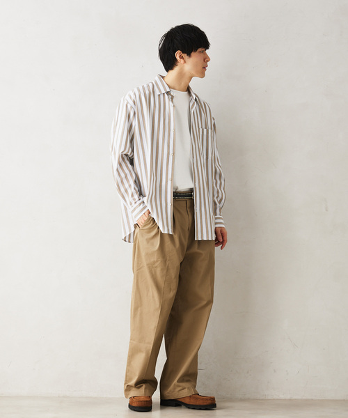 JOURNAL STANDARD relume（ジャーナルスタンダード　レリューム）の「【Singla textiles】マルチストライプシャツ By India（シャツ/ブラウス・メンズ・ブルー系その他/ベージュ/ブラウン系その他・MEDIUM/LARGE）」の15枚目の写真