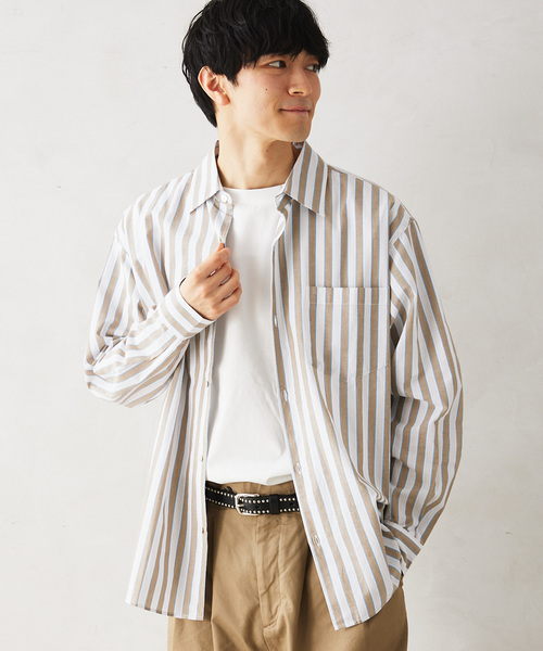 JOURNAL STANDARD relume（ジャーナルスタンダード　レリューム）の「【Singla textiles】マルチストライプシャツ By India（シャツ/ブラウス・メンズ・ブルー系その他/ベージュ/ブラウン系その他・MEDIUM/LARGE）」の14枚目の写真