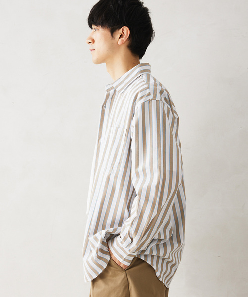 JOURNAL STANDARD relume（ジャーナルスタンダード　レリューム）の「【Singla textiles】マルチストライプシャツ By India（シャツ/ブラウス・メンズ・ブルー系その他/ベージュ/ブラウン系その他・MEDIUM/LARGE）」の12枚目の写真