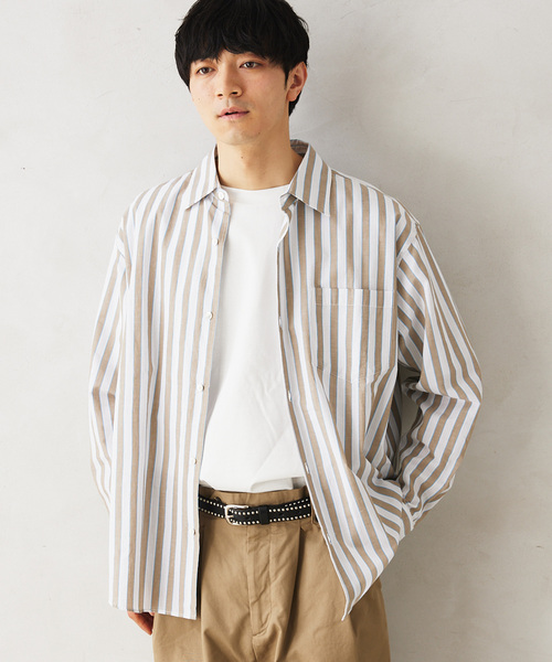 JOURNAL STANDARD relume（ジャーナルスタンダード　レリューム）の「【Singla textiles】マルチストライプシャツ By India（シャツ/ブラウス・メンズ・ブルー系その他/ベージュ/ブラウン系その他・MEDIUM/LARGE）」の10枚目の写真