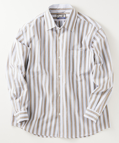 JOURNAL STANDARD relume（ジャーナルスタンダード　レリューム）の「【Singla textiles】マルチストライプシャツ By India（シャツ/ブラウス・メンズ・ブルー系その他/ベージュ/ブラウン系その他・MEDIUM/LARGE）」の9枚目の写真