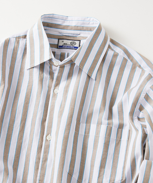 JOURNAL STANDARD relume（ジャーナルスタンダード　レリューム）の「【Singla textiles】マルチストライプシャツ By India（シャツ/ブラウス・メンズ・ブルー系その他/ベージュ/ブラウン系その他・MEDIUM/LARGE）」の8枚目の写真