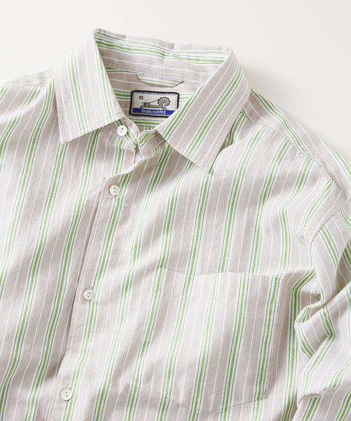 JOURNAL STANDARD relume（ジャーナルスタンダード　レリューム）の「【Singla textiles】マルチストライプシャツ By India（シャツ/ブラウス・メンズ・ブルー系その他/ベージュ/ブラウン系その他・MEDIUM/LARGE）」の7枚目の写真