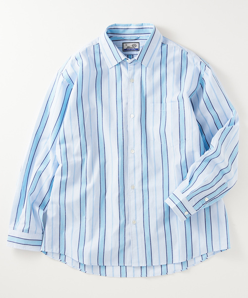 JOURNAL STANDARD relume（ジャーナルスタンダード　レリューム）の「【Singla textiles】マルチストライプシャツ By India（シャツ/ブラウス・メンズ・ブルー系その他/ベージュ/ブラウン系その他・MEDIUM/LARGE）」の6枚目の写真