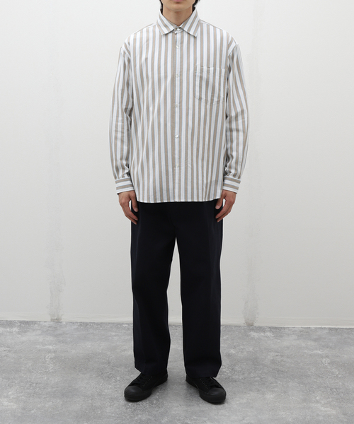 JOURNAL STANDARD relume（ジャーナルスタンダード　レリューム）の「【Singla textiles】マルチストライプシャツ By India（シャツ/ブラウス・メンズ・ブルー系その他/ベージュ/ブラウン系その他・MEDIUM/LARGE）」の4枚目の写真