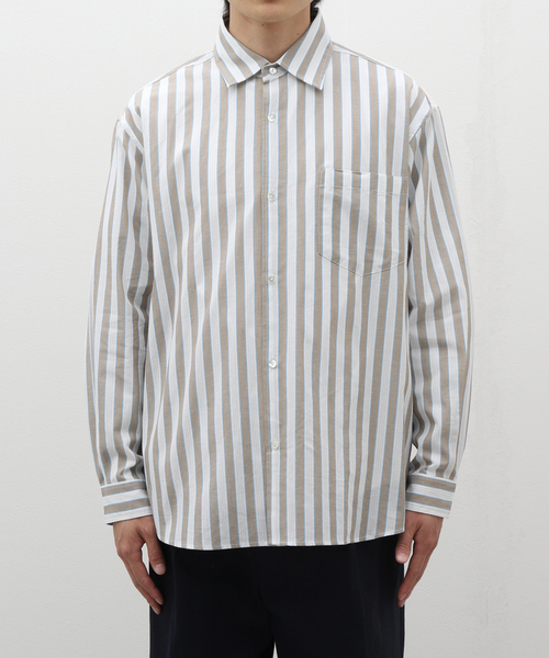 JOURNAL STANDARD relume（ジャーナルスタンダード　レリューム）の「【Singla textiles】マルチストライプシャツ By India（シャツ/ブラウス・メンズ・ブルー系その他/ベージュ/ブラウン系その他・MEDIUM/LARGE）」の20枚目の写真