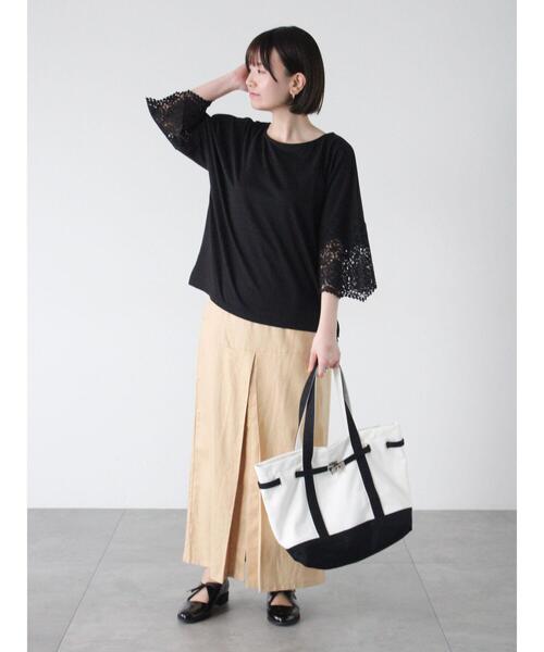 Lugnoncure（ルノンキュール）の「チンツ加工リネン混スカート（スカート・レディース・ベージュ/オフホワイト/ブラック・F）」の5枚目の写真