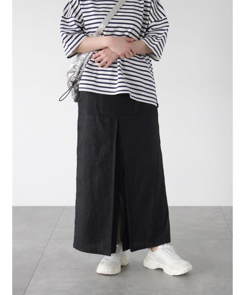 Lugnoncure（ルノンキュール）の「チンツ加工リネン混スカート（スカート・レディース・ベージュ/オフホワイト/ブラック・F）」の8枚目の写真