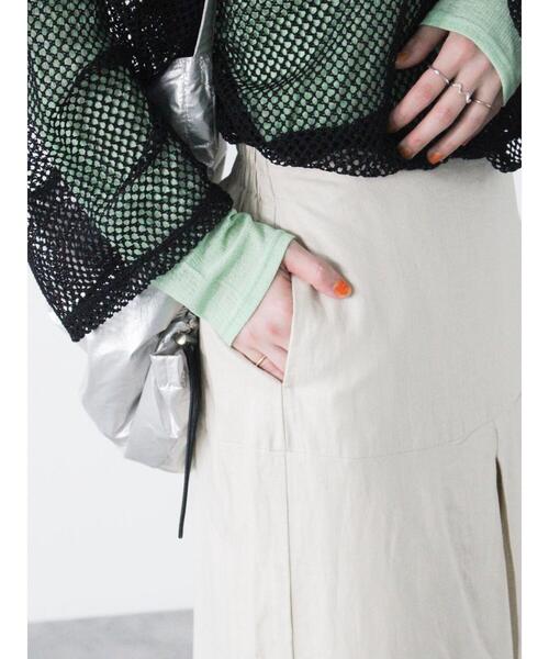 Lugnoncure（ルノンキュール）の「チンツ加工リネン混スカート（スカート・レディース・ベージュ/オフホワイト/ブラック・F）」の15枚目の写真