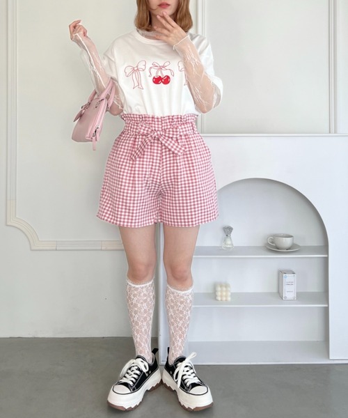 Loueme（ルエム）の「リボンチェリープリントTシャツ（Tシャツ/カットソー・レディース・ホワイト/ブラック/グレー・FREE）」の10枚目の写真