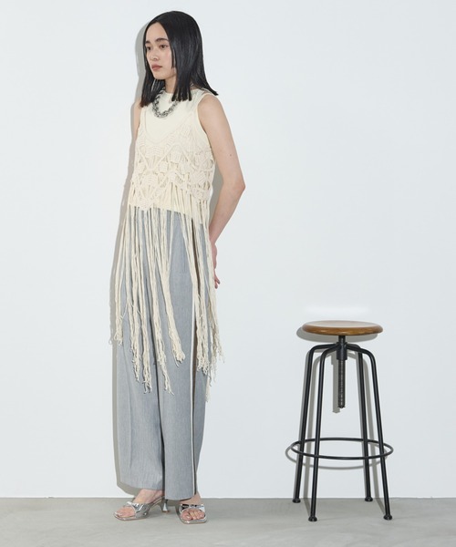 THE YOn（ザヨン）の「トーションレースフリンジヘムキャミトップス（キャミソール・レディース・ナチュラル/ブラック・FREE）」の9枚目の写真