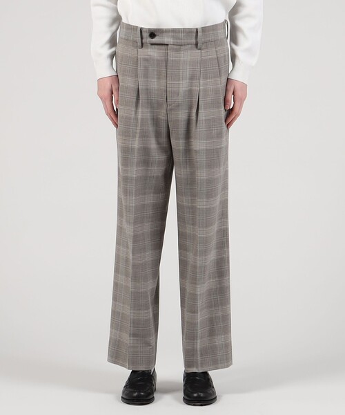 セール】ポリエステルウールツイル 2プリーツストレートパンツ