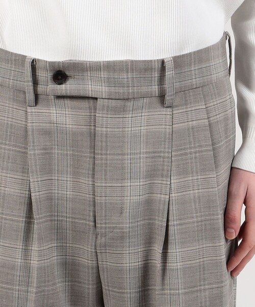 セール】ポリエステルウールツイル 2プリーツストレートパンツ