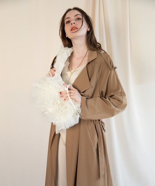 styiro（スタイロ）の「【長さ調節可能】裏地付き大人のチュールフリル/ショルダーバッグ（ショルダーバッグ・レディース・グレー/ブラック/アイボリー/ブルー/ベージュ/レッド・FREE）」の13枚目の写真