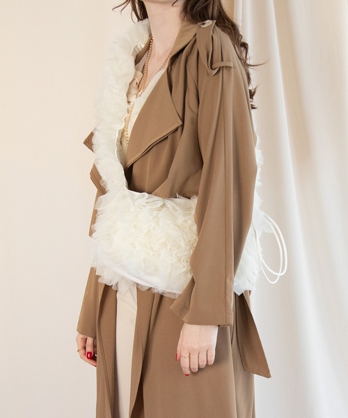 styiro（スタイロ）の「【長さ調節可能】裏地付き大人のチュールフリル/ショルダーバッグ（ショルダーバッグ・レディース・グレー/ブラック/アイボリー/ブルー/ベージュ/レッド・FREE）」の17枚目の写真