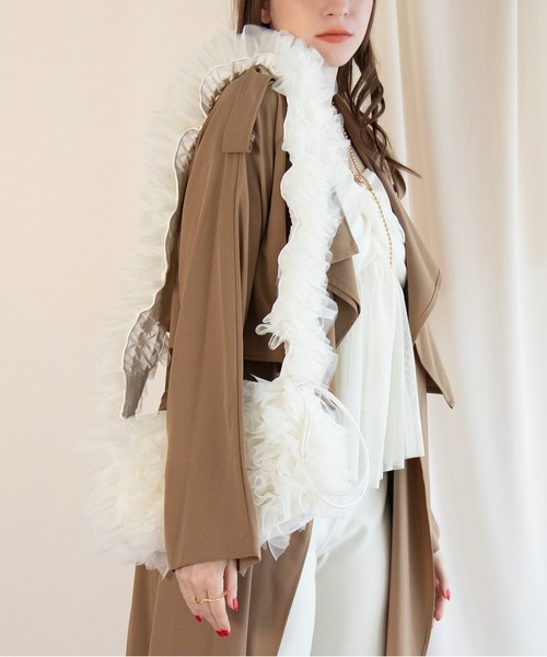 styiro（スタイロ）の「【長さ調節可能】裏地付き大人のチュールフリル/ショルダーバッグ（ショルダーバッグ・レディース・グレー/ブラック/アイボリー/ブルー/ベージュ/レッド・FREE）」の18枚目の写真