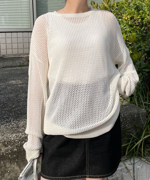 WEGO（ウィゴー）の「WEGO/メッシュニットBIGプルオーバー（ニット/セーター・レディース・オフホワイト/カーキ/ブラック・FREE）」の9枚目の写真