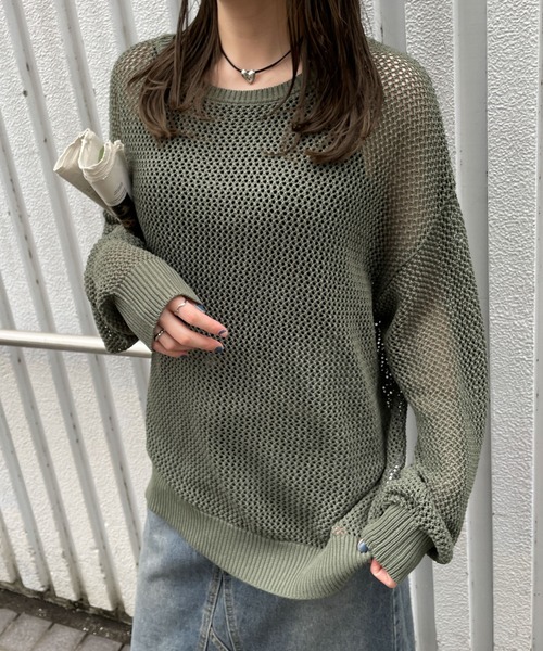 WEGO（ウィゴー）の「WEGO/メッシュニットBIGプルオーバー（ニット/セーター・レディース・オフホワイト/カーキ/ブラック・FREE）」の17枚目の写真