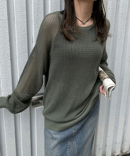 WEGO（ウィゴー）の「WEGO/メッシュニットBIGプルオーバー（ニット/セーター・レディース・オフホワイト/カーキ/ブラック・FREE）」の18枚目の写真