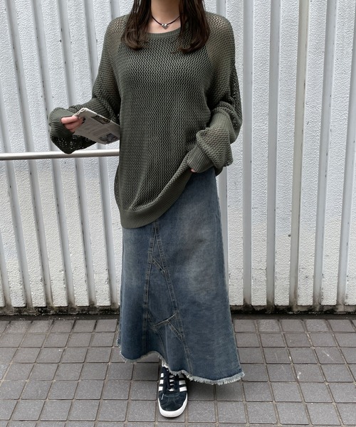 WEGO（ウィゴー）の「WEGO/メッシュニットBIGプルオーバー（ニット/セーター・レディース・オフホワイト/カーキ/ブラック・FREE）」の20枚目の写真