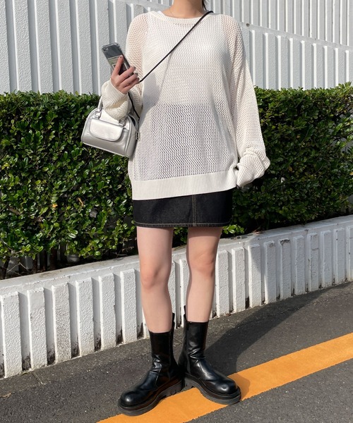 WEGO（ウィゴー）の「WEGO/メッシュニットBIGプルオーバー（ニット/セーター・レディース・オフホワイト/カーキ/ブラック・FREE）」の10枚目の写真