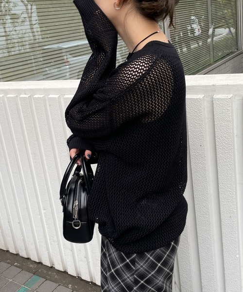 WEGO（ウィゴー）の「WEGO/メッシュニットBIGプルオーバー（ニット/セーター・レディース・オフホワイト/カーキ/ブラック・FREE）」の12枚目の写真