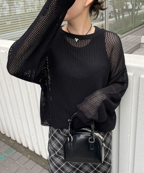 WEGO（ウィゴー）の「WEGO/メッシュニットBIGプルオーバー（ニット/セーター・レディース・オフホワイト/カーキ/ブラック・FREE）」の13枚目の写真