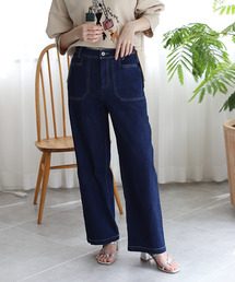 REAL CUBE | ストレッチワイドデニムパンツ(デニムパンツ)