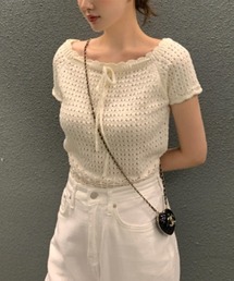 by muni:r | 【お気に入り登録数4万突破！】パンチングリボン半袖ニット(ニット/セーター)