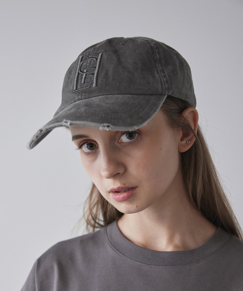 unsually ダメージ加工 グレーキャップ GRANCY】EyeletDesign DamageCap / アイレットデザイン ダメージ