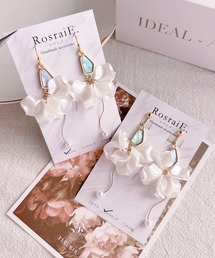 【RosraiE】ブルーシェル 花びらフリル バレリーナ イヤリング(MA)