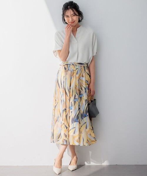 23区 S(ニジュウサンクチイサイサイズ)の「【洗える】ストレッチジョーゼット フレンチスリーブ カットソー(Tシャツ/カットソー・レディース・ブラック系/ベージュ系/ネイビー系・32)」の12枚目の写真